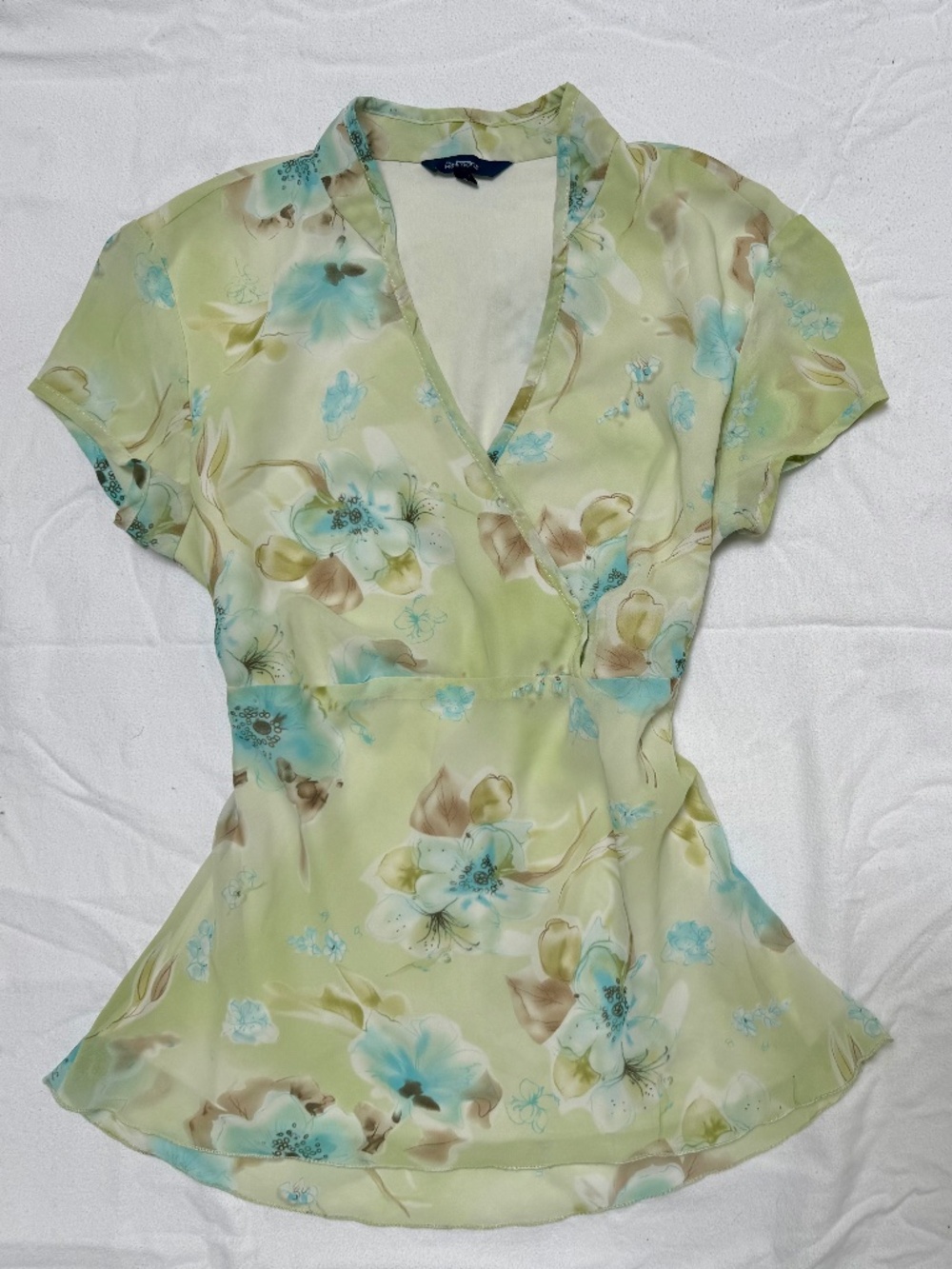 VINTAGE y2k Reitman's fairycore floral chiffon babydoll top S